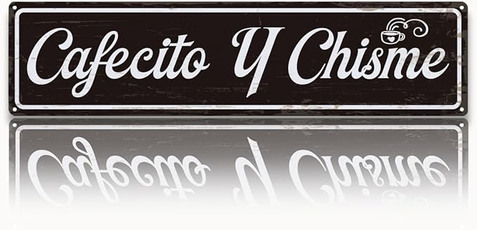 Coffee Metal Signs, Cafecito y Chisme Sign, Funny Coffee Home Decor, Farmhouse Wall Decor for Home Vintage Bar or Dorm, Coffees Station Decors, Decorative Metal Wall Signs 15.8x4 Inches