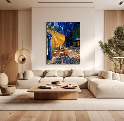 Cafe Terrace At Night by Vincent Van Gogh Canvas Wall Art, Classic Artwork Poster Print for Bedroom Bathroom Decor - 24"x36"