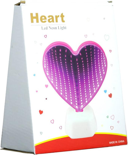 Mirror Light, LED Desktop Lamp - Heart Shaped Night Light & Party Decor, Pink, Modern Style, Plastic, Battery Powered, 7.48x2.75x6.29 inches, 0.19 lbs