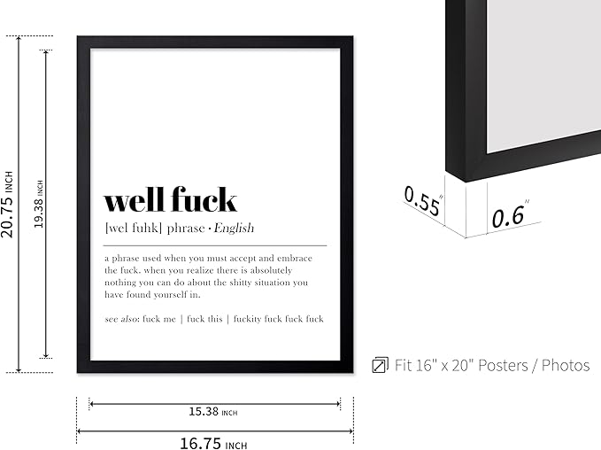 Poster Master Definition Print - Typography Poster - Dictionary Art - Minimal Gift for Men & Women - Funny Wall Decor for Dorm, Bedroom or Living Room - 16x20 Black Framed