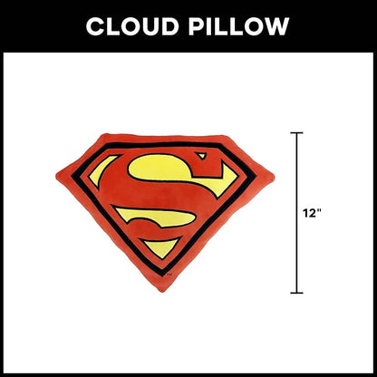 Northwest Superman Classic Logo Cloud Pillow 12" – Superhero Plush Stuffed Toy for Kids & Adults, Soft Room Decor, Gift for Boys & Girls