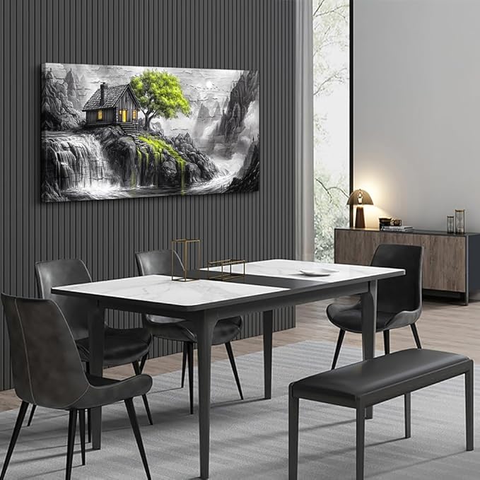 ERQINHUA Black And White Wall Art Canvas Wall Painting For Living Room Large Wall Decor For Bedroom Office Mural Green Tree Landscape Picture Artwork Modern Inspiration Posters Home Decor 24"X48"
