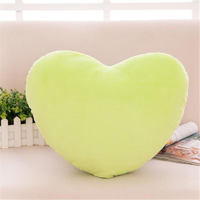 S_SSOY Plush Pillow Heart Shape Cushion Fluffy Throw Pillows Decorative Back Cushions for Friends Valentine's Day (Light Green)