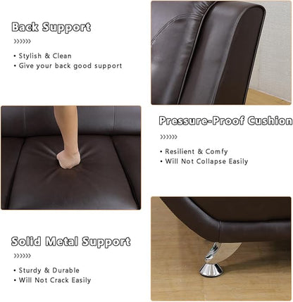 Living Room Furniture Set Breathable Leather Couches for Living Room, Set, Couch and Loveseat for Bedroom, Apartment (b-Leather Brown, Sofa+Loveseat)