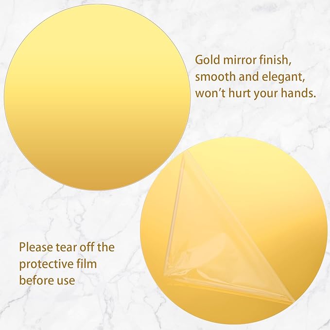 Thyle 12 Pcs 12 Inch Acrylic Round Mirror for Table Centerpieces Circle Mirror Candle Plates for Wall Wedding Table Centerpieces for Christmas Party Decor, Thickness 1 mm (Gold)
