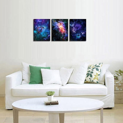 arteWOODS Canvas Wall Art Outer Space Pictures Fantastic Starry Painting Artwork Galaxy Nebula Canvas Prints for Bedroom Bathroom Living Room Kicthen Office Home Wall Decor 12" x 16" x 3 Panels