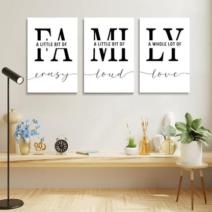 GUBIYU Family Wall Decor Set of 3 - Home and Dining Room Art - Modern Love Signs for Kitchen, Bedroom, Living Room, Office - 20"x28" Hanging Pieces