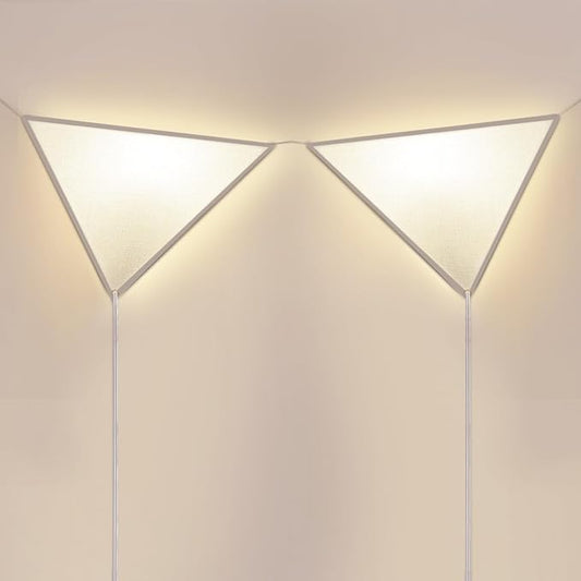 Corner Light with Switch, Ceiling Corner Lights for Living Room, Plug in Ceiling Light for Dark Area, Lamp for Bedroom, Kids Room, Triangle Shape, Linen, Eco-Friendly (2 Pack)