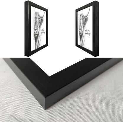 Gongyuanyihao Arts Funny Highland Cow Bathroom Wall Art with Black Frame, Are You Pooping Sign for Farmhouse Restroom Decor, Rustic Humorous Canvas Print Painting Ready to Hang 12"x16"