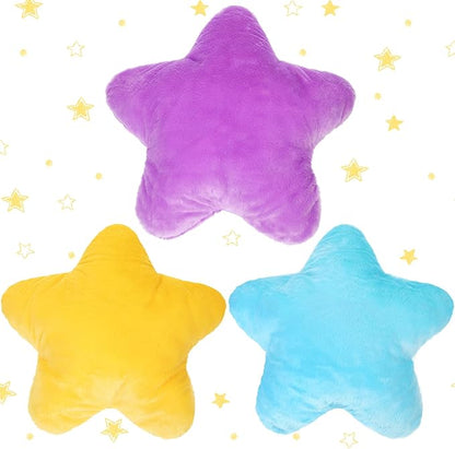 Unittype 3 Pack Star Throw Pillows15.75 inch Stuffed Cushion Decorative Plush Pillow Blue Violet Yellow Star Pillow for Bedroom Room Bed