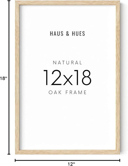 HAUS AND HUES Beige Oak Wood 12x18 Picture Frame - Modern Wood Wall Art Display - Lightweight 12x18 Frame for Art Prints, Photos, Posters - Ready-to-Hang Vertically & Horizontally (Set of 1)