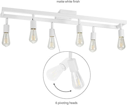 Globe Electric 64000095 36" 6-Light Track Lighting, Matte White, Pivot Sockets, Ceiling Lamp for Bedroom, Kitchen, Hallway, Bathroom, Den, Dining Room, Home Décor