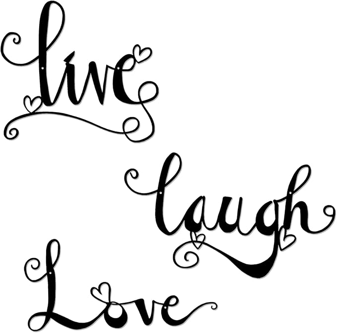 ESTART 3 Pieces Black Metal Letter Sign Decor 'Live Laugh Love' WordArt Wall Art Decor for Home Indoor Outdoor Bedroom Living room Bathroom and Office
