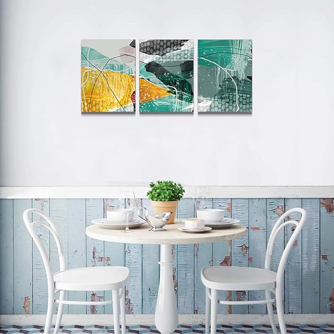 Canvas Wall Art For Living Room Abstract Wall Decor For Office Modern Bedroom Wall Decorations For Bathroom Hang Pictures Artwork Kitchen Wall Art Blue Watercolor Abstract Painting Home Decor 3 Piece