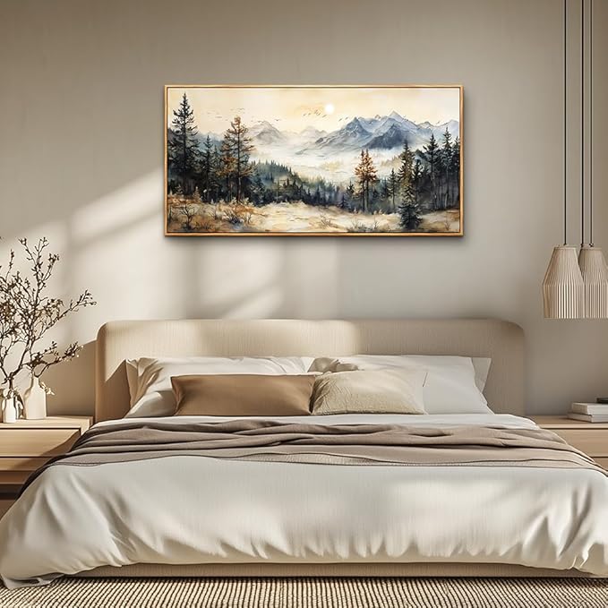 QIYILEXWART Wood Framed Large Canvas Wall Art For Living Room Wall Decor For Bedroom Office Wall Decorations The Forest Paintings Farmhouse Pictures Artwork Room Modern Home Decor