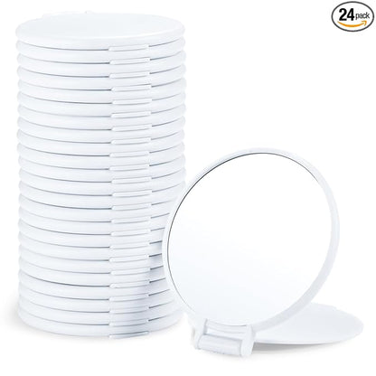 Qislee Compact Mirror Bulk, Round Makeup Mirror for Purse, Set of 24 (White)