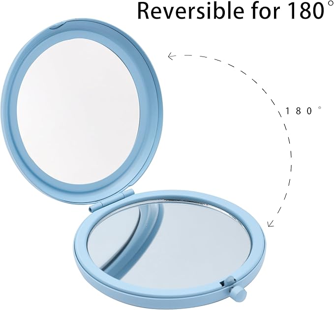Compact Mirror for Purse, Metal Round Shell, Double-Sided 1X/12X Magnifying, Portable Travel Small Makeup Mirror, Mini Pocket Mirror, Aquamarine,18 Packs