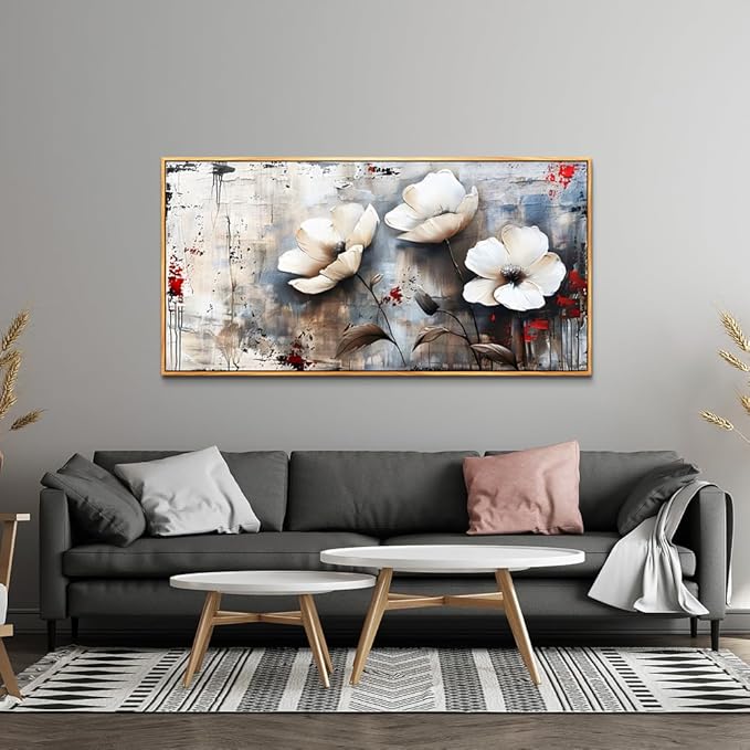 hyidecorart Canvas Wall Art For Office Abstract Wall Decor For Living Room Bedroom Decor Flower Landscape Wall Painting Textured Pictures Artwork Vintage Style Wood Framed Prints Modern Hotel Mural