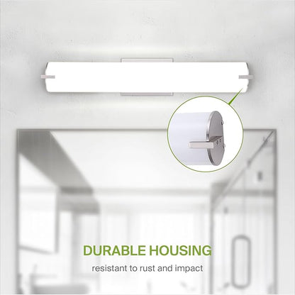 ASD LED 24" Vanity Wall Mount Light Fixture, Linear Bathroom Lighting Bar | 3CCT, Dimmable, Energy Star, ETL Listed | 25W 1950LM 3000-5000K 120V | Long Tube Bath Sconce Over Mirror | Nickel, 4 Pack