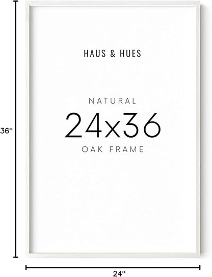 HAUS AND HUES White Oak Wood 24x36 Poster Frame - Oversized Natural Frame for Wall Display (White Oak Frame)