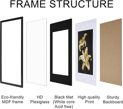 ELSKER&HOME 16x20 Picture Frame with mat for 11x14, Display 11x14 Photo with mat or 16x20 Poster frame without Mat Set of 3, Horizontal and Vertical Wall Mounting