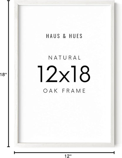 HAUS AND HUES White Oak Picture Frame 12x18 - Standalone Natural Frame for Posters (Set of 1)