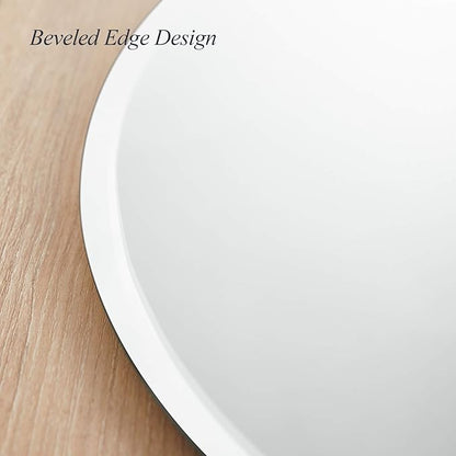 Frameless Oval Bathroom Mirror, 24x36 Inch Beveled Edge Vanity Wall Mirror for Over Sink, Modern Decorative Mirror for Bathroom, Bedroom, Entryway