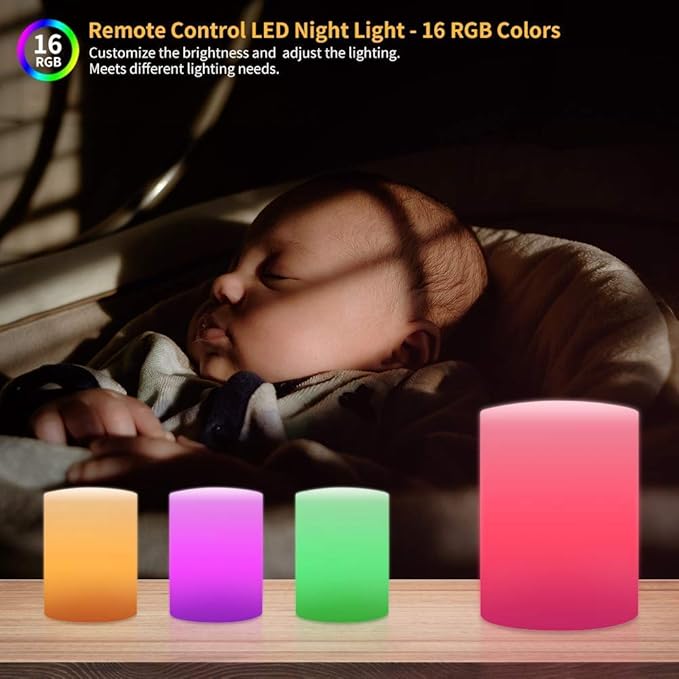 Cylinder Shape Color LED Mood Lamp, Rechargeable Dimmable Night Light with Remote Control 16 Dimmable Colors 4 Effects for Kids and Adults,Ambient Decorative Party Lighting (16 * 12cm)