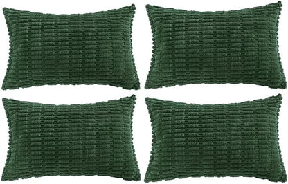 Fancy Homi 4 Packs Decorative Throw Pillow Covers for Living Room Couch Bed, Modern Farmhouse Boho Home Décor Accent Cushion Case, 24" x 16", Dark Green