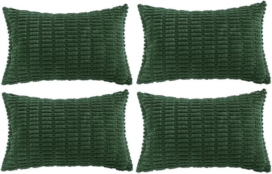 Fancy Homi 4 Packs Decorative Throw Pillow Covers for Living Room Couch Bed, Modern Farmhouse Boho Home Décor Accent Cushion Case, 24" x 16", Dark Green