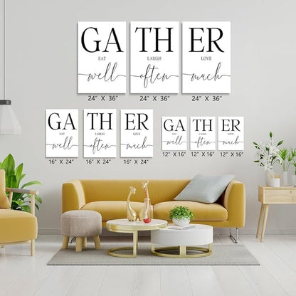 GUBIYU Gather Signs for Home Decor, Wall Art for Dining Room and Kitchen, Rustic Farmhouse Family Gathering Place Decor 20"x28"