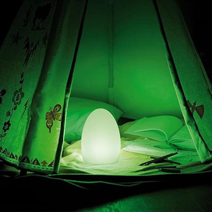 Mr.Go 8-Inch Rechargeable LED Egg Light - Dimmable Baby Night Light with Remote, 16 Colors & 8 Brightness, Waterproof & Drop Resistant, Portable Bedside Lamp for Kids Bedroom, Home Patio Party Decor