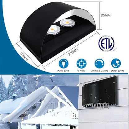 rosykite 5CCT Dimmable LED Up Down Wall Sconce Lights, 100-277V, CRI 90+, IP65 Waterproof, 10%-100% 12W Porch Lights for Indoor/Outdoor, 2700K/3000K/3500K/4000K/5000K, 2 Pack