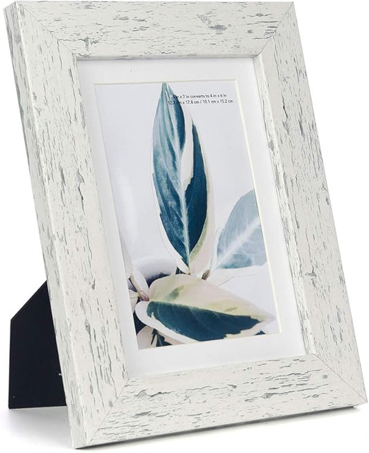 Rustic White 5x7 Picture Frame,Display 5x7 without Mat or 4x6 with Mat