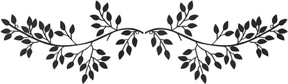 Hotop 2 Pieces Metal Tree Leaf Wall Decor Vine Olive Branch Leaf Wall Art Wrought Iron Scroll Sculptures Above the Bed, Living Room, Outdoor Decoration (Classic Style,Black)