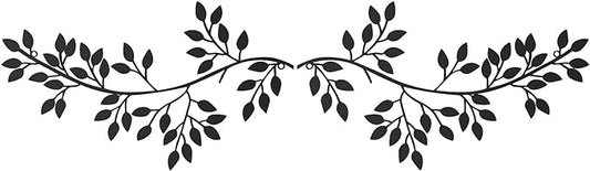 Hotop 2 Pieces Metal Tree Leaf Wall Decor Vine Olive Branch Leaf Wall Art Wrought Iron Scroll Sculptures Above the Bed, Living Room, Outdoor Decoration (Classic Style,Black)