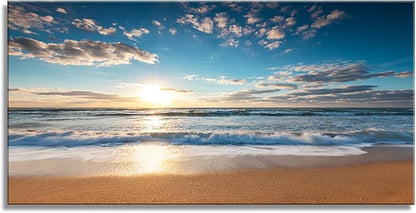 YYYYHPP YP1950 Beach Sunrise Over The Tropical Sea Pictures Print on Canvas Wall Art for Home Decor, Stretched and Framed, Easy to Hang