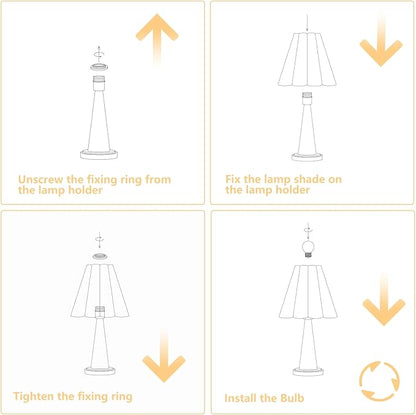Modern Table Lamp with Petal Linen Lampshade, Light Faux Wood Metal Base, 20.5” Bedside Nightstand Lamp for Bedroom, Living Room, Office, E26 Base, Max 60W (Bulb Not Included)