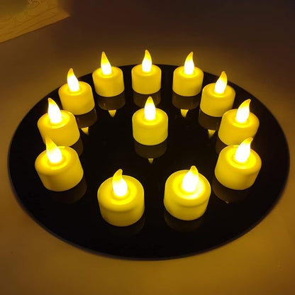 YASENN Rechargeable Candles Warm White led TeaLights Candles 12pcs Flame Effect Program Flickering Plastic Flameless Candles for Bar Dinner Decorations