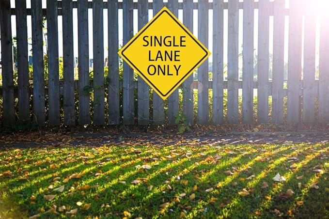 Metal Single Lane Only Street Road Warning Sign- 12x12 Inches, Rust Free,Fade Resistant,Decorative Sign Tin Plaque Wall Metal Tin Decor,Outdoor Art for Country Decoration - with Pre-Drilled Holes