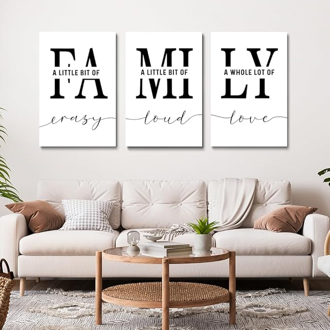 GUBIYU Family Wall Decor Set of 3 - Home and Dining Room Art - Modern Love Signs for Kitchen, Bedroom, Living Room, Office - 20"x28" Hanging Pieces
