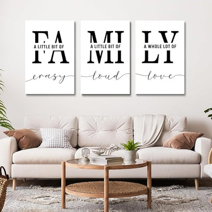 GUBIYU Family Wall Decor Set of 3 - Home and Dining Room Art - Modern Love Signs for Kitchen, Bedroom, Living Room, Office - 20"x28" Hanging Pieces