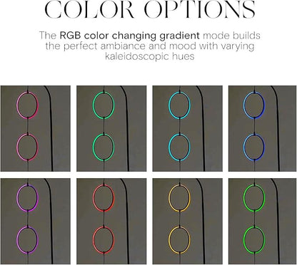 Brightech Nova Modern Color Changing Floor Lamp - LED Lamp with Stunning RGB Color Gradient and Contemporary 3-Circle Ring-Style Pendant - Corner or Over-The-Couch Arching Pole Standing Lamp - Black