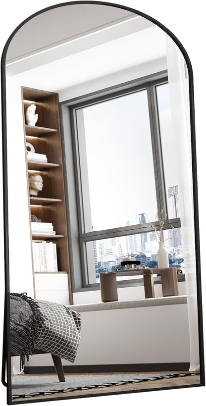 Beauty4U 71" x 32" Arched Full Length Mirror, HD Tempered Glass Floor Mirror with Black Aluminum Frame, Standing/Leaning/Wall Mounted Mirror for Bedroom, Dressing Room & Living Room