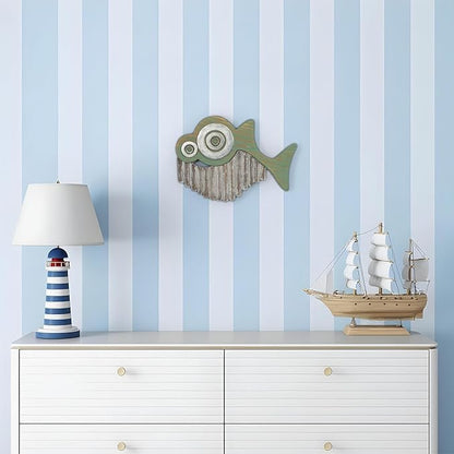 Driftwood Fish Nautical Wall Decor - Handmade Wooden Rustic Coastal Wall Art for Living Room, Bedroom, Office, Bathroom - Ocean Beach Decoration (Ratchet)