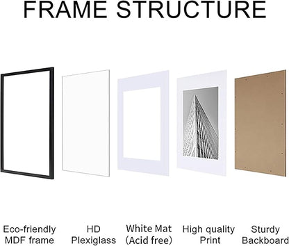 ELSKER&HOME 16x16 Picture Frame Black 3 Pack, Square Picture Frame Display Photo 12x12 with Mat or 16 x 16 Without Mat, Horizontal and Vertical Wall Mounting