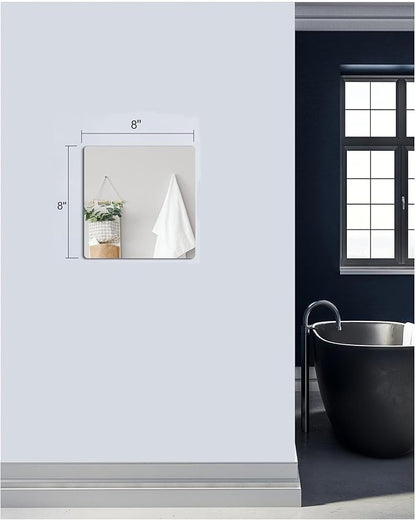 Kids Wall Mirror Tiles,Safe Unbreakable Acrylic Mirror for Baby,Plastic Plexiglass On the RV, Shatterproof Frameless Mirror Wall Stickers.Suit for Apply Touring Car,Children's Room,Classroom（8"x8")