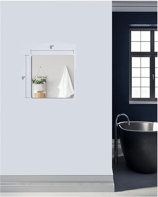 Kids Wall Mirror Tiles,Safe Unbreakable Acrylic Mirror for Baby,Plastic Plexiglass On the RV, Shatterproof Frameless Mirror Wall Stickers.Suit for Apply Touring Car,Children's Room,Classroom（8"x8")