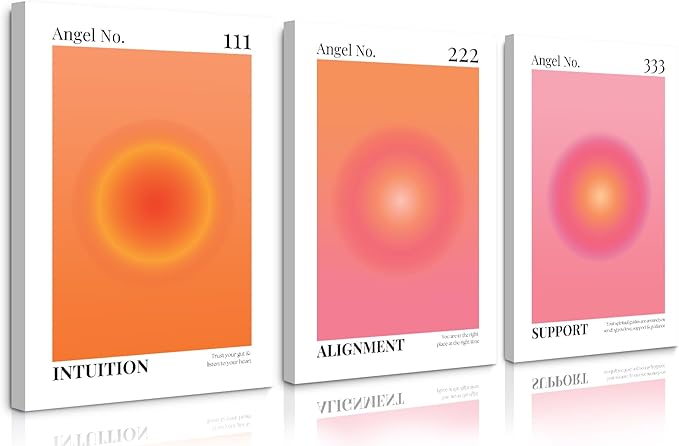 Colorful Angel Number Aura Poster Spiritual Posters Canvas Grainy Gradient Prints Trendy Preppy Wall Art Aesthetic Room Decor Affirmation Inspirational Quotes Wall Art 12x16x3 Inch Ready to Hang