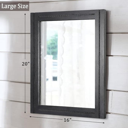 AAZZKANG Black Mirrors for Wall 50 x 40 cm with Rectangle Wood Framed Decorative Wall Mirror for Bedroom Living Room Bathroom Entryway